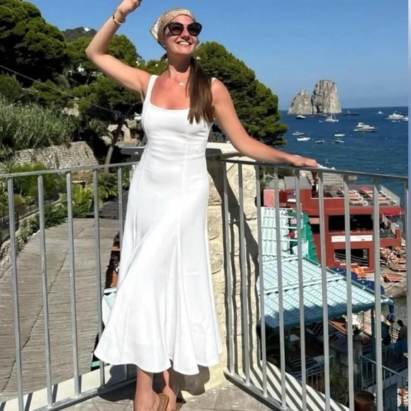 Zara NWT white linen blend midi dress 3269/709 - Picture 10 of 13